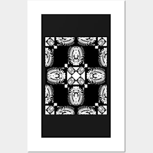 Miniature Aussie Tangle 11 Pattern White on Black Posters and Art